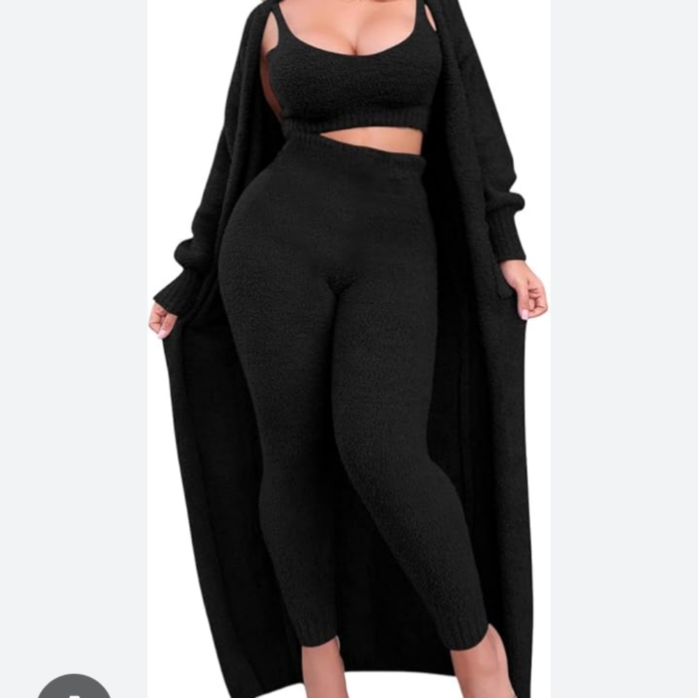 Casual Black Knit Ensemble